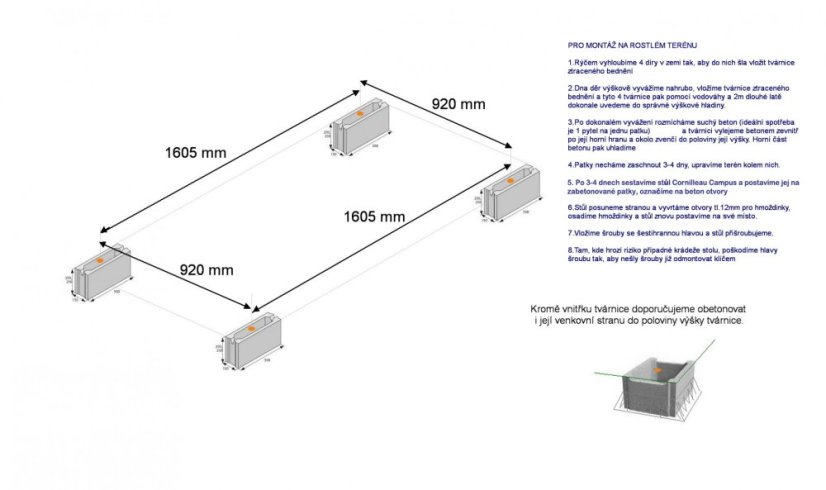 CORNILLEAU; CAMPUS OUTDOOR stůl, modrý