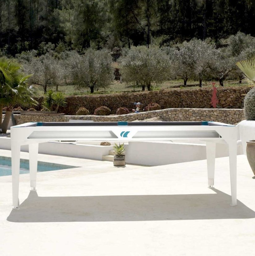 Kulečníkový stůl HYPHEN OUTDOOR, bílý rám, světle šedé plátno