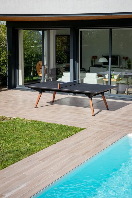 Stůl na stolní tenis venkovní Cornilleau Lifestyle Outdoor černý rám a deska černý kámen