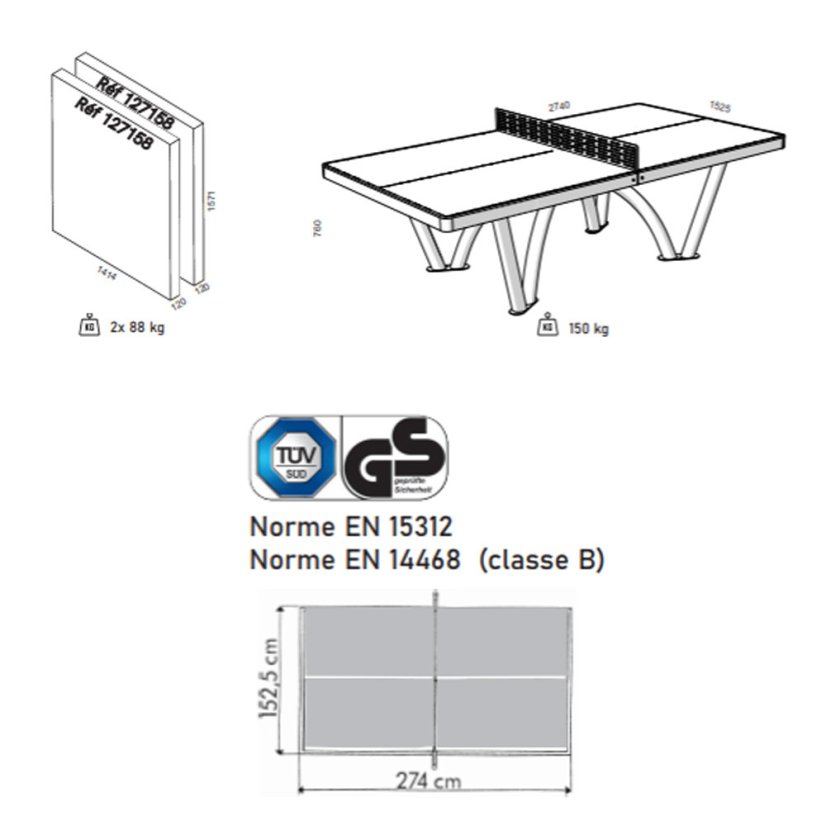 CORNILLEAU; PRO Park OUTDOOR stůl NEW, šedý