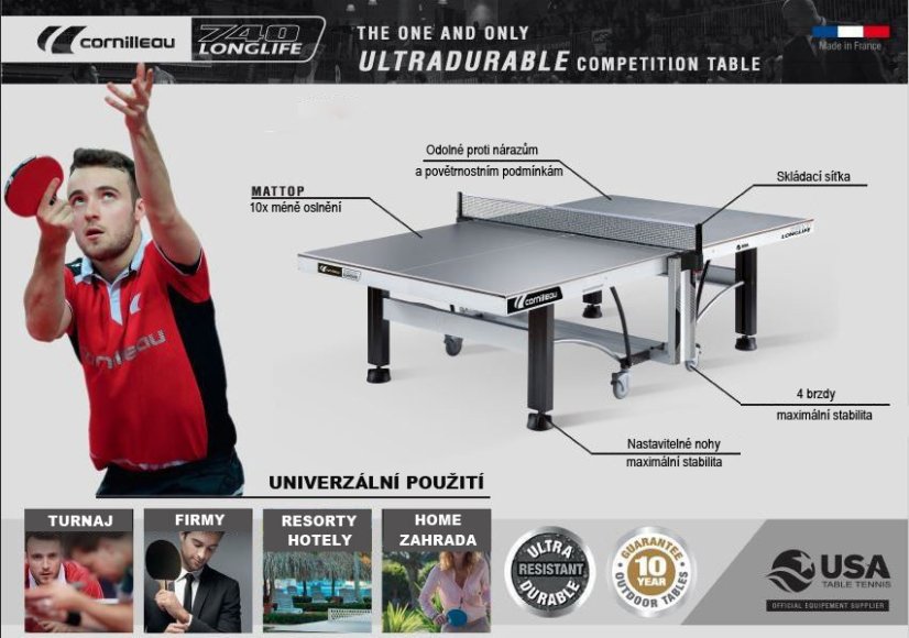 Stůl na stolní tenis venkovní Cornilleau 740 Longlife
